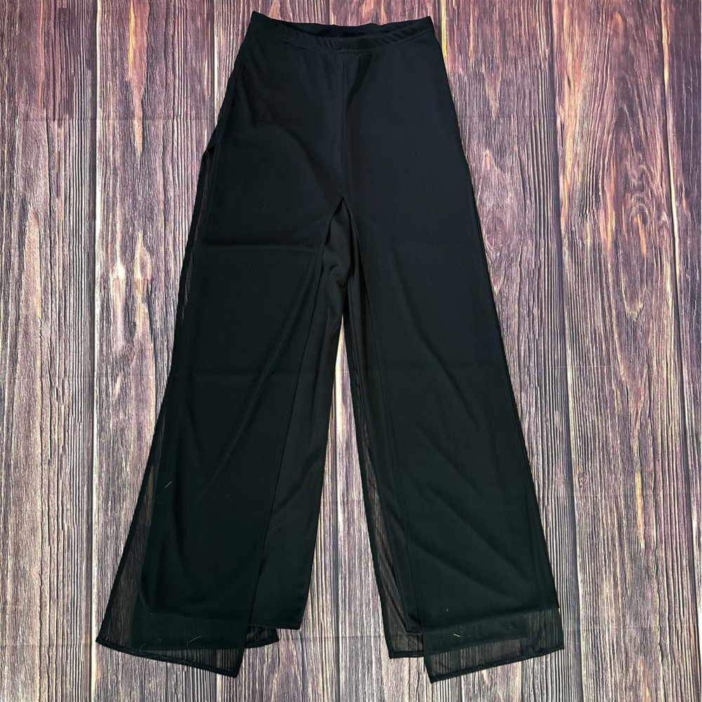 Vintage 90s Brand Next Up Black Straight Leg Pants w/ Sheer Overlay‎